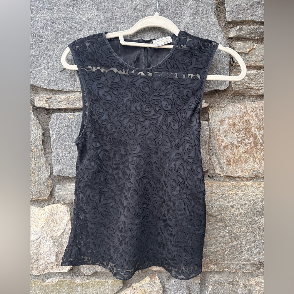 Vintage Christian Dior lace abstract sleeveless top